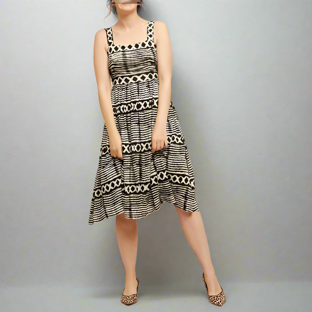 Anthropologie Tracy Reese Black Square Neck Midi Dress Sleeveless Petite S